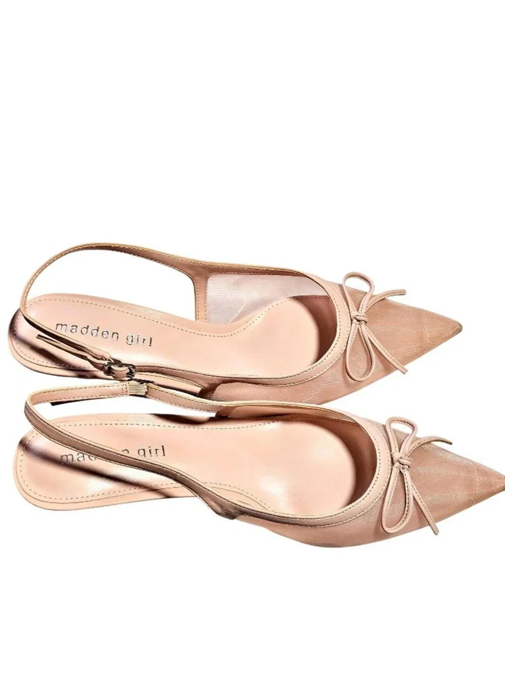 Woman's Madden Girl wedding season pastel pink sheer toe kitten heel pump 9M